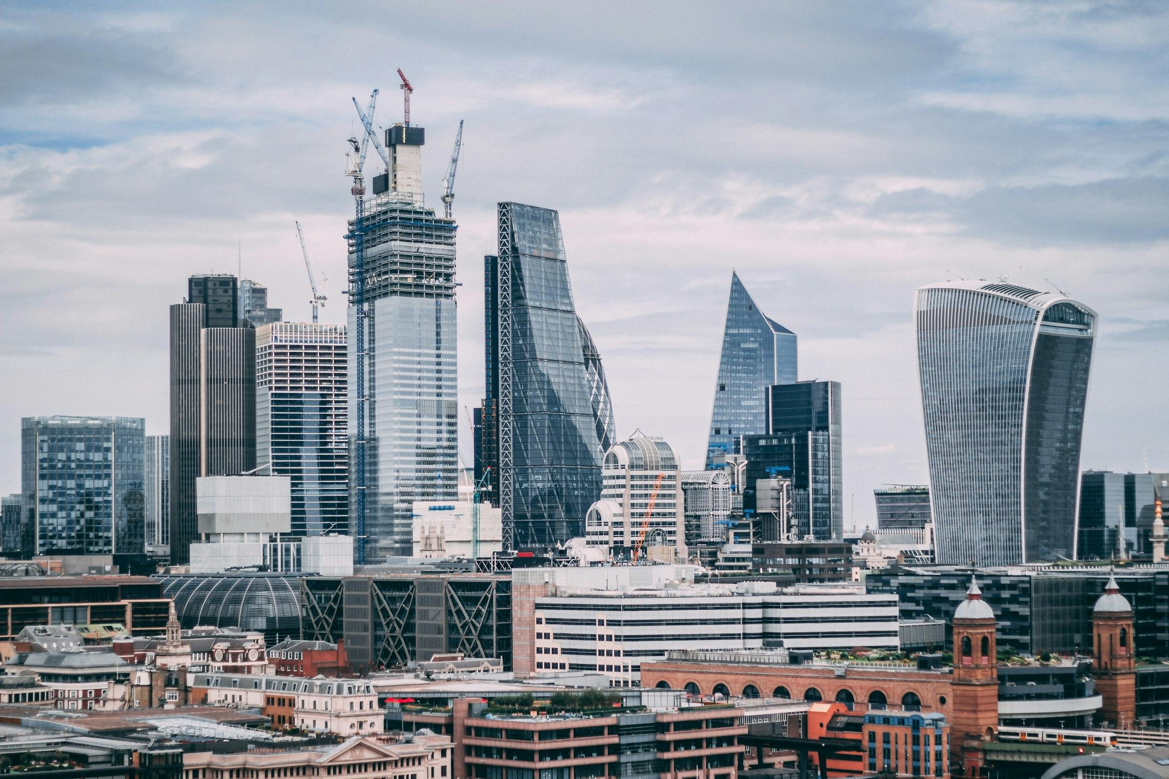 Contemporary office towers in the City of London.